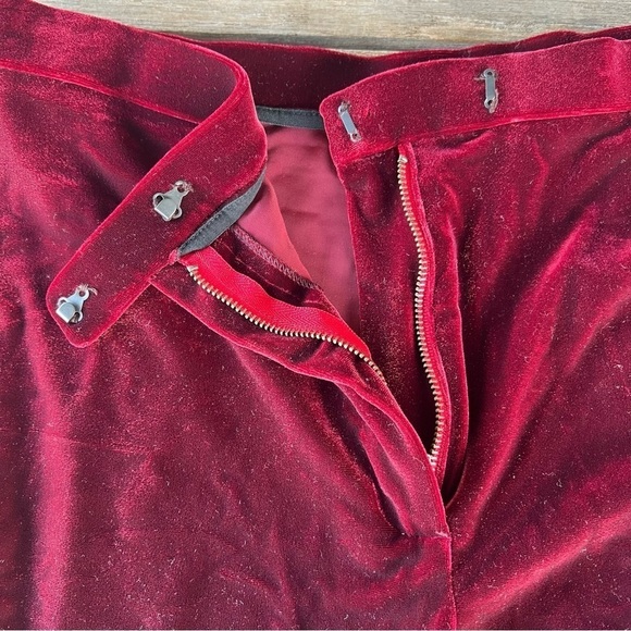 Vintage Ralph Lauren Sport Ruby Red Velvet Stretch Pants Straight Leg Size Large - Picture 6 of 10